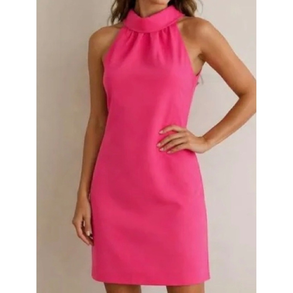 Sail to Sable Hot Pink Cowl Neck Button Back Sleeveless Shift Dress Size S